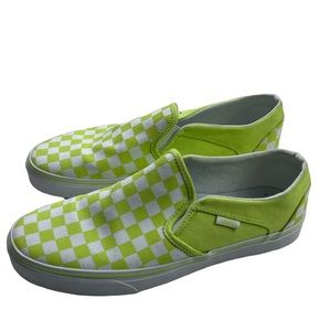lime green checkered vans